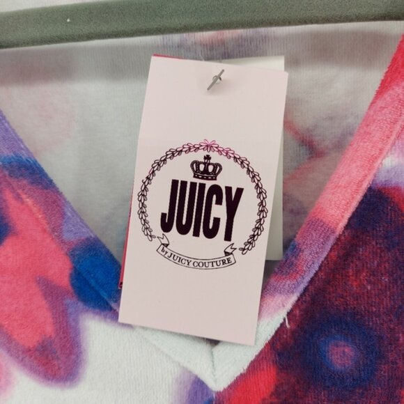 Juicy Couture Tank Top All Over Flower Terry crop Size XL - Picture 3 of 6